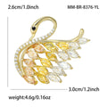 Gold Swan Brooch with Graduated Crystal Feathers Decorative Metal Pin view 5