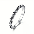 Engraved Scrollwork Slim Band Ring In Gold And Silver Tones view 1