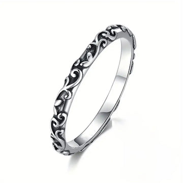 Engraved Scrollwork Slim Band Ring In Gold And Silver Tones