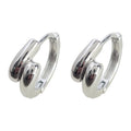 Silver Tone Double Layer Teardrop Round Huggie Hoop Earrings view 5