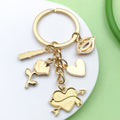 Gold-Tone Metal Heart, Rose and Lip Charm Keychains, 7 Styles view 3