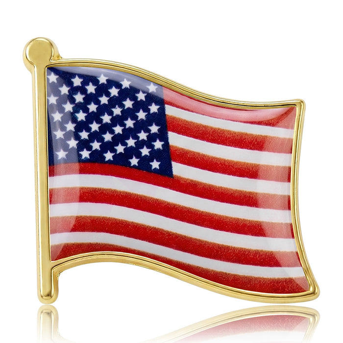 American Flag Brooch Enamel Gold Outline Lapel Pin