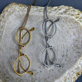 Metal Eyeglasses Pendant Long Necklace Silver or Gold view 4