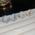 Crystal Crescent Pearl Hoop Earrings Decorative Jewelry Design view 3
