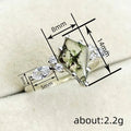 Silver Kite Green Moss Stone Ring With Clear Accents view 4