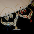 Gold Teardrop Rhinestone Necklace Earring Set 2 Colors view 3