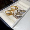 Crystal Double Row Huggie Earrings in Silver Tone Finish view 1