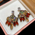 Multicolor Crystal Leaf Drop Earrings With Silver-Tone Settings view 6