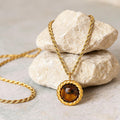 Titanium Steel Rope Chain Round Pendant Tiger Eye Turquoise view 2