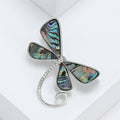 Silver Tone Dragonfly Brooch With Shell Effect Wings and Curl Tail view 3