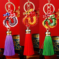 Enamel Coiled Chinese Dragon Tassel Keychains in Ten Colors plus Assorted view 1