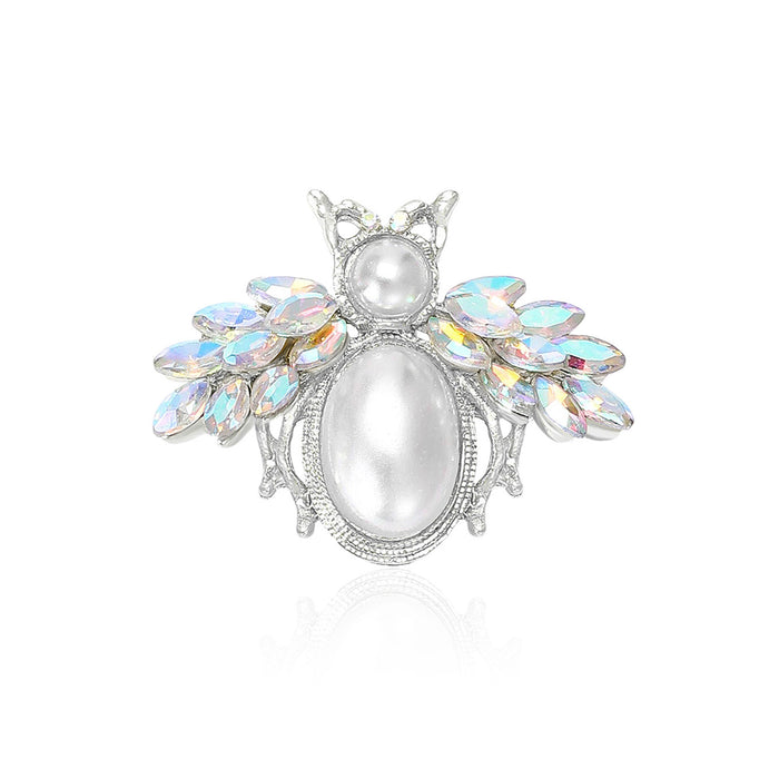 Pearl Belly Bee Brooch With Iridescent Wings in Two Finishes