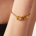 Gold Stainless Steel LOVE Letter Heart Bracelet Snake Chain view 2