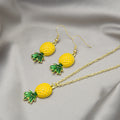 Pineapple Pendant Necklace and Hook Earring Jewelry Sets view 3