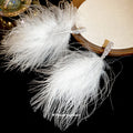 Large White Feather Statement Earrings with Silver Tone Hoops view 4