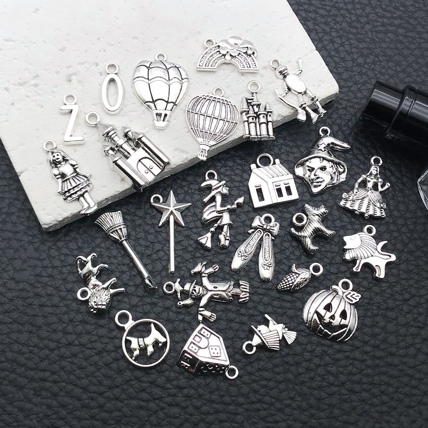 Antique Silver Iron Halloween Pumpkin Castle Charm Pendant for Bracelets and Necklaces
