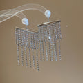 Pearl Top Crystal Fringe Bar Earrings with Polished Metal Tone Details view 7