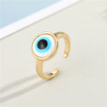 Round Enamel Evil Eye Adjustable Rings in Gold and Silver Tone view 5