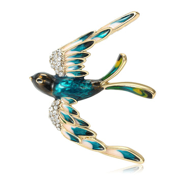 Enamel Rhinestone Swallow Brooch Four Color Variants