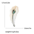 White Shell Feather Brooch With Abalone Accent for Jackets Scarves and Lapels view 6