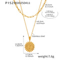 Double Layer Gold Necklace Paperclip Chain Heart Medallion Pendant view 6