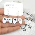 Silver Tone Colorful Game Controller Resin Hook Earrings view 3