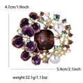 Crystal and Pearl Double Flower Brooch in Four Colors view 8