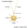 Sun Zircon Pendant And Oval Link Ring Necklaces Gold Steel view 8