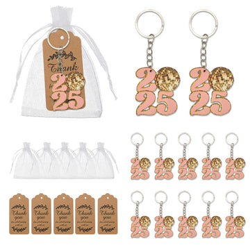Pink 2025 Disco Ball Keychain With Metal Split Ring