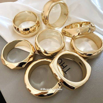 Gold Glossy Geometric Chunky Bangle Eight Shape Styles