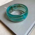 Wide Irregular Marbled Resin Closed Bangle In Eight Colors view 6