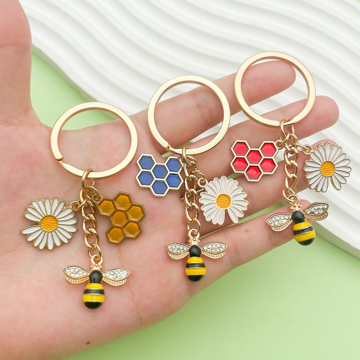 Bee and Honeycomb Charm Keychains Featuring Butterfly Across 47 Pictured Variations