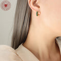 Small Crystal Pave Huggie Hoop Earrings Gold Steel Tones view 3