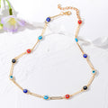 Gold Tone Multicolor Evil Eye Link Bracelet and Necklace Options view 1