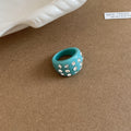 Resin Chunky Rings and Open Cuffs with Silver Studs or Rhinestones view 8