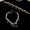 Double Layer Pearl Bracelet Star Rhinestone Charms view 4