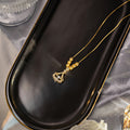 Gold Ginkgo Leaf Pendant Necklace Crystal Beads Chain view 3