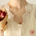 Gold And Steel Ball Chain Necklace With Dangling Clear Zircons view 3