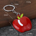 Glossy Red Apple Strawberry Fruit Charm Keychain With Silver Key Ring view 2