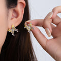 Yellow Silver Butterfly Crystal Look Small Stud Earrings view 1