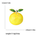 Yellow Enamel Lemon Brooch Green Leaf Fruit Metal Pin view 5