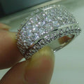 Silver Tone Multi Row Clear Stone Wide Band Statement Ring view 2