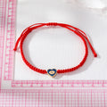 Red Woven Cord Small Heart Evil Eye Adjustable Bracelets view 4