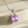 Silver Heart Stone Pendant Necklace Leaf Bail Box Chain view 8