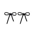 Black Outline Ribbon Bow Long Statement Stud Earrings view 5
