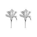 Silver Flower Stud Earrings Clear Marquise Zircon Center view 5
