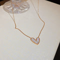 Gold Mother of Pearl Heart Pendant Necklace Single Style view 6