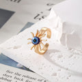 Gold Evil Eye Open Rings Blue Glass Bead 11 Design Styles view 6