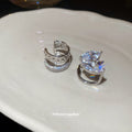 Silver Crystal Crescent Leaf Ear Cuff Clip Single Earring view 2