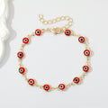 Gold Tone Multicolor Round Evil Eye Link Chain Bracelets view 4